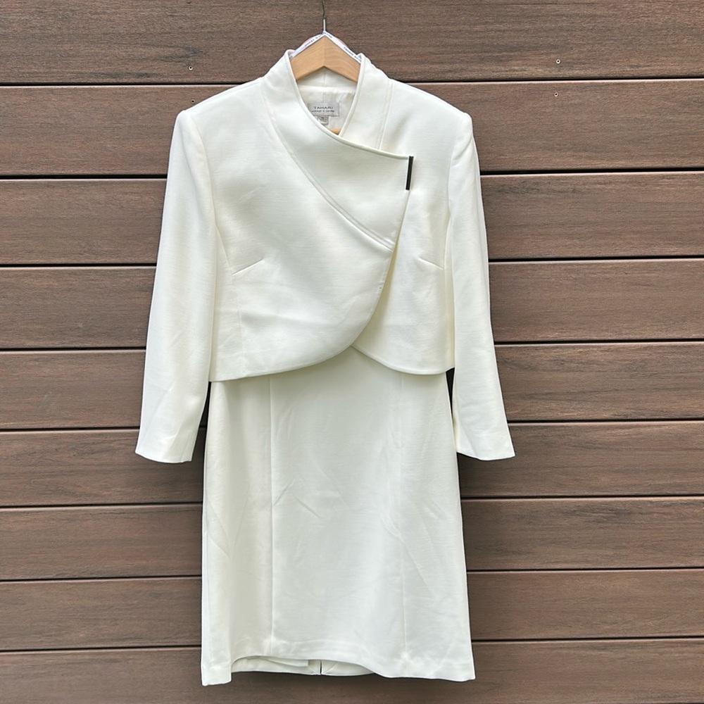 Tahari Arthur S. Lavine Two Piece Crop Jacket and Sheath Dress Set